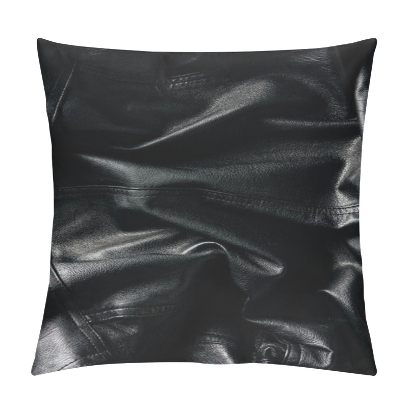 Personality  Full Frame Of Black Leather Jacket As Background  Pillow Covers