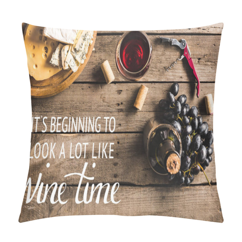 Personality  Wine With Cheese And Grapes Pillow Covers