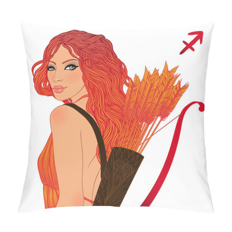 Personality  Pretty Girl As A Zodiac Sign Sagittarius Pillow Covers