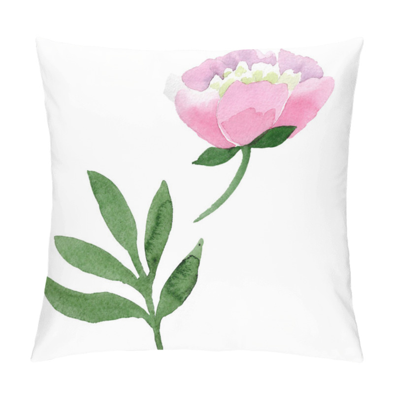 Personality  Beautiful Pink Peony Flower Isolated On White Background. Watercolour Drawing Fashion Aquarelle. Isolated Peony Flower Illustration Element. Pillow Covers