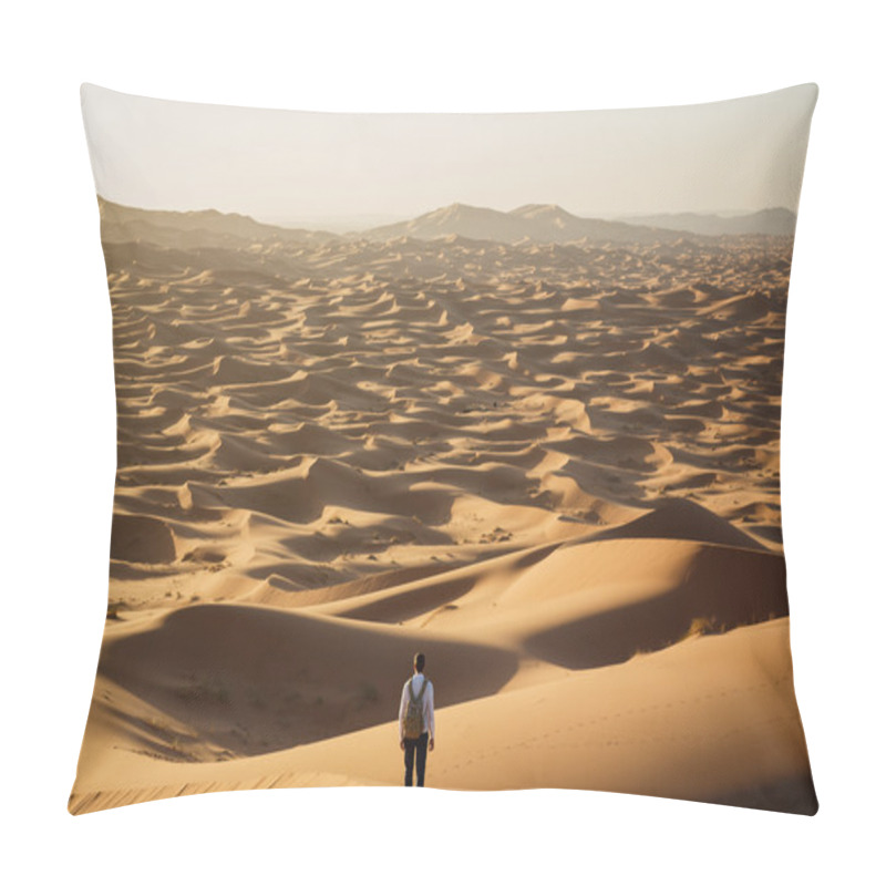 Personality  Man Lost In Desert Dunes Pillow Covers