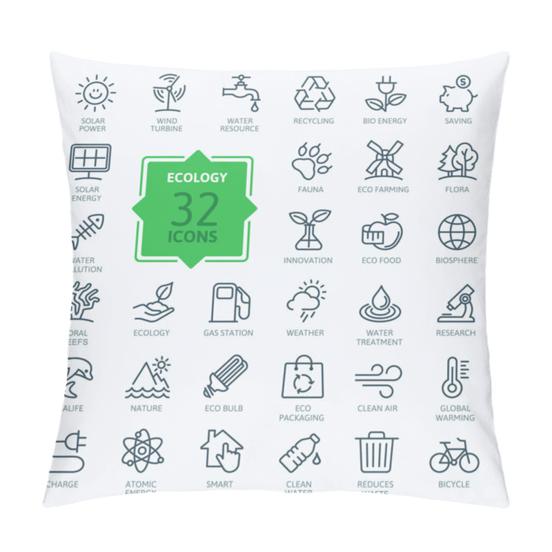 Personality  Ecology Minimal Thin Line Web Icon Set. Outline Icons Collection. Simple Vector Illustration Pillow Covers