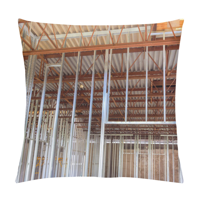 Personality  Frames Made Steel Beams Profiles Are Used In Construction Of Large Commercial Buildings Pillow Covers