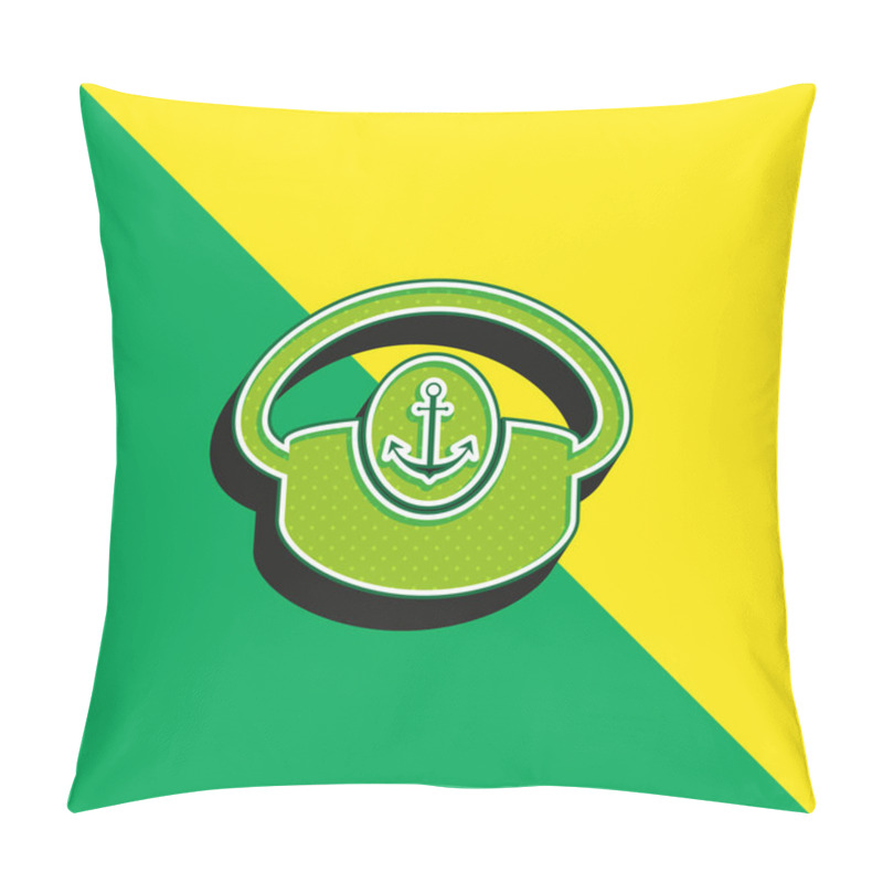 Personality  Boat Captain Hat Green And Yellow Modern 3d Vector Icon Logo Pillow Covers