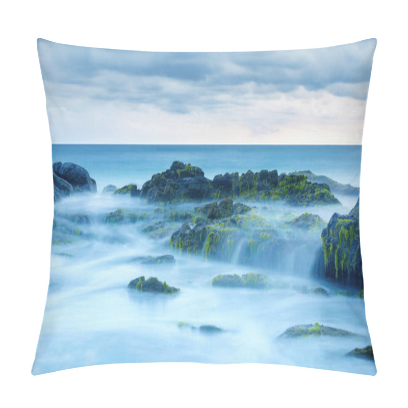 Personality  Long Exposure Of Mystery Ocean And Rocks Pillow Covers