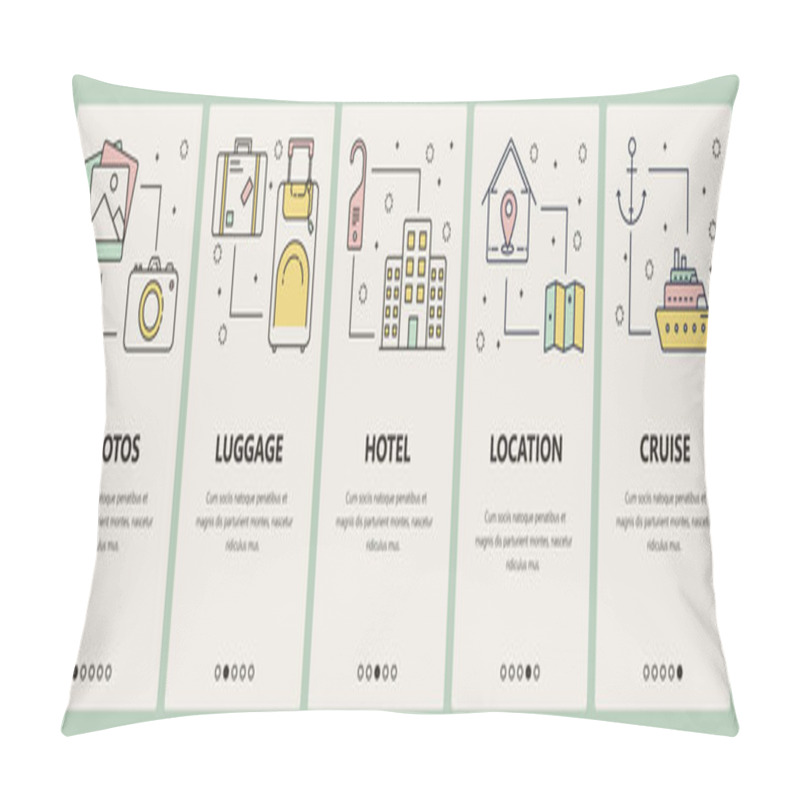 Personality  Vector Modern Thin Line Flat Design Travel Vertical Banners Pillow Covers