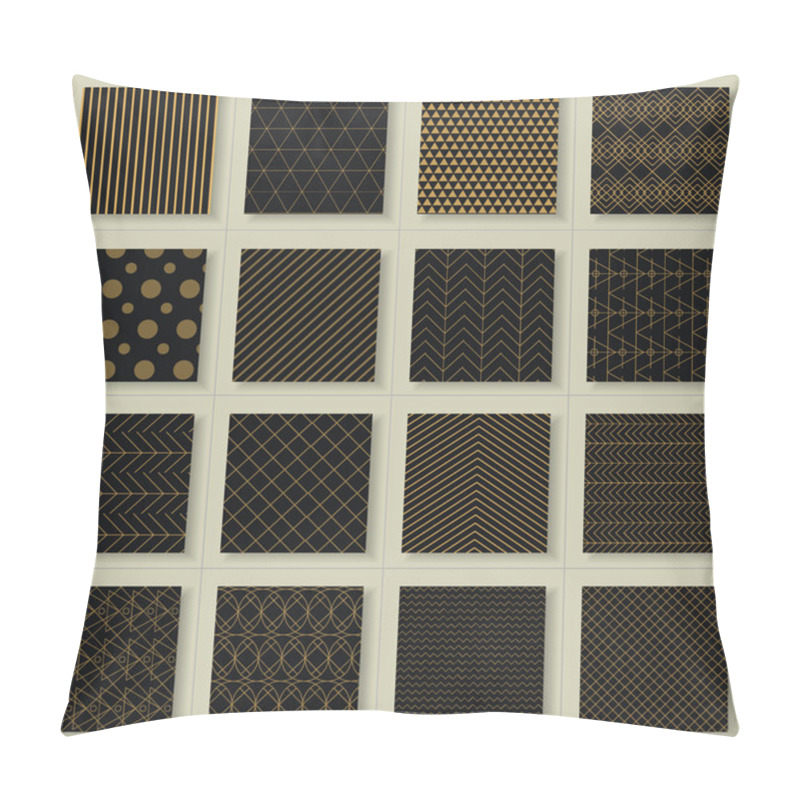 Personality  Set Of 16 Abstract Gold Geometric Patterns Pillow Covers