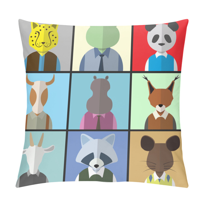 Personality  Animal Avatar Icon Set Pillow Covers