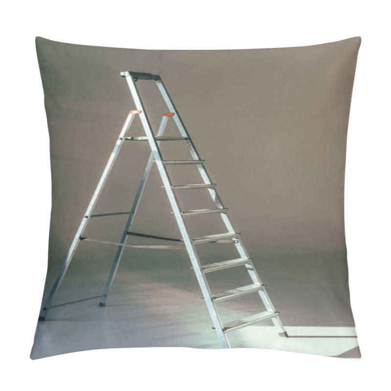 Personality  Open Metallic Stepladder In Studio On Grey      Pillow Covers