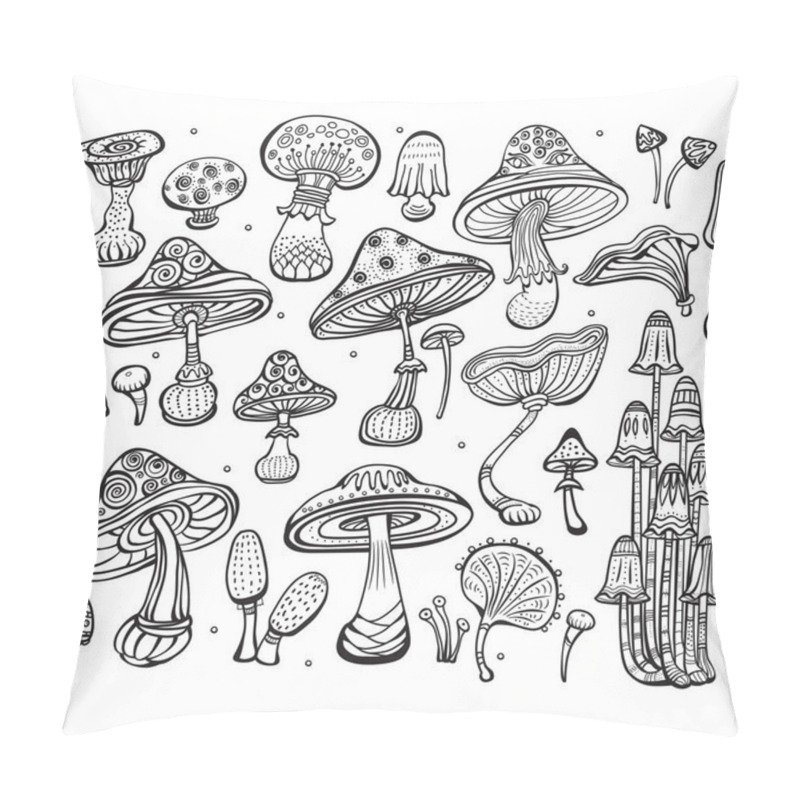 Personality  Set Of Sketch Of Mushrooms Pillow Covers