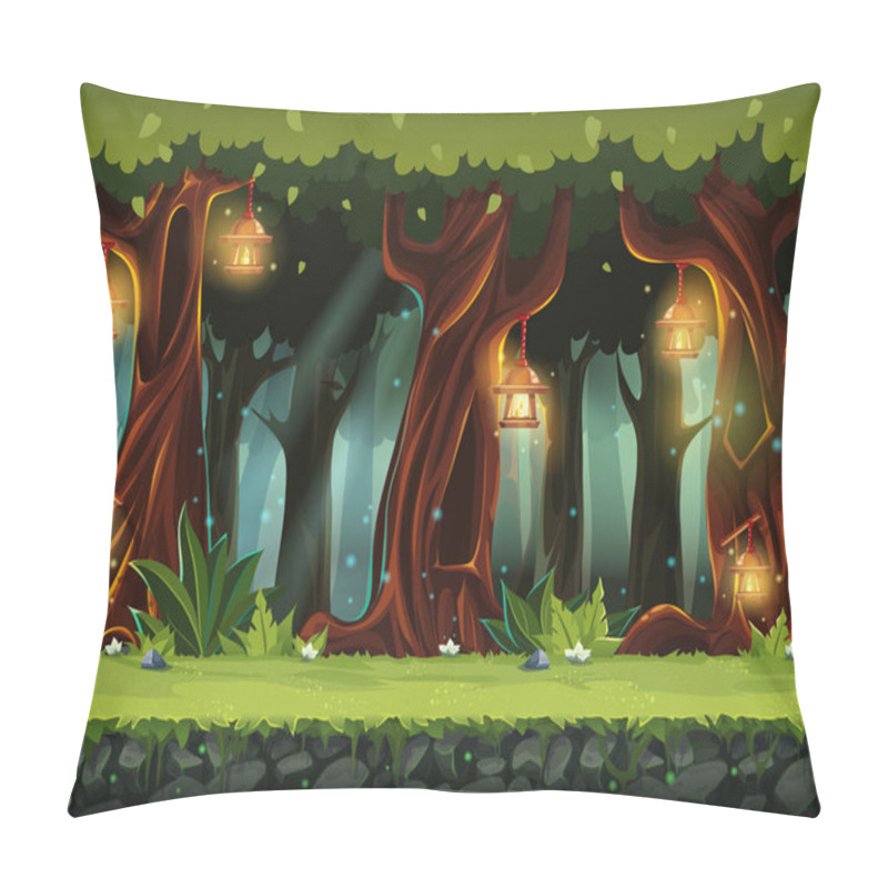 Personality  Vector Cartoon Illustration Of The Fairy Forest Pillow Covers