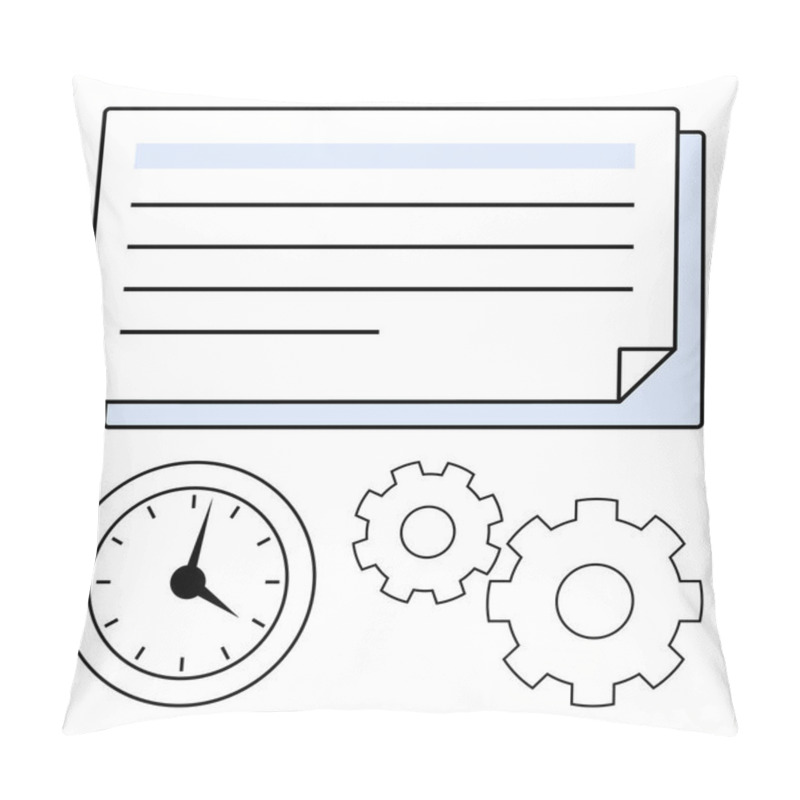 Personality  Clock, Gears, And Documents Emphasizing Synchronization Of Time And Processes. Ideal For Productivity Tools, Project Management, Business Efficiency, Workflow Optimization, Time Tracking, Planning Pillow Covers