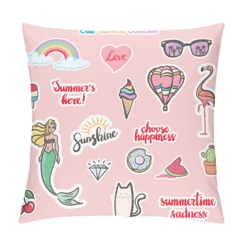 Personality  Cute Hand Drawn Stickers Collection Pillow Covers