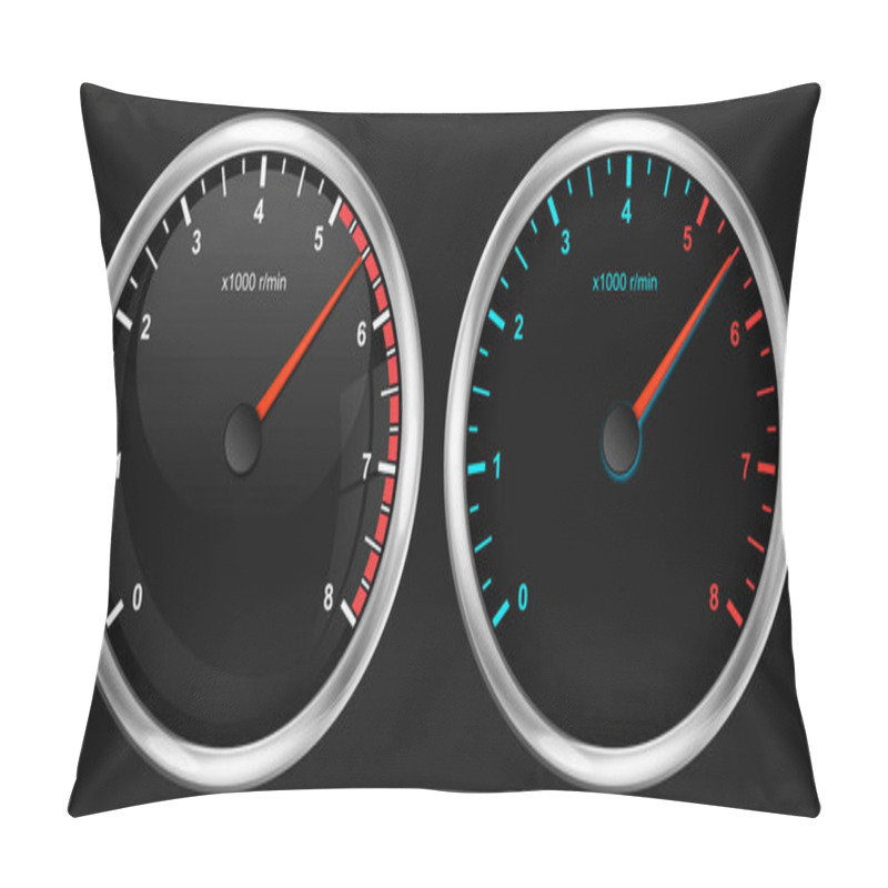 Personality  Realistic Tachometer. Realistic Glossy Rounded Buttons With Tachometer. Vector Illustration. Eps 10. Pillow Covers