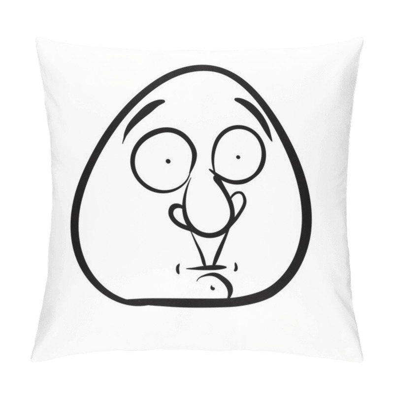 Personality  Funny Cartoon Face, Black And White Lines Vector Illustration. Pillow Covers