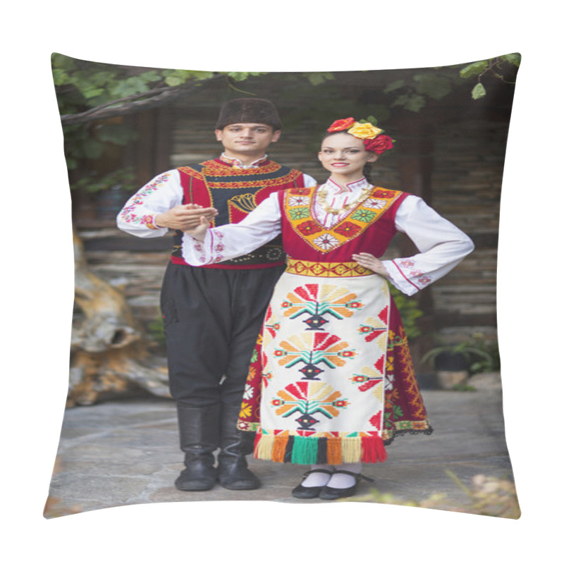 Personality  Young Cuple Dressed In Traditional Bulgarian Costume Pillow Covers