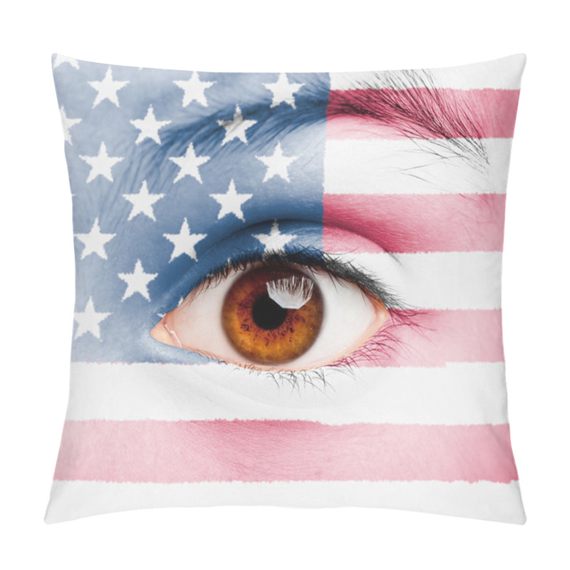 Personality  Girl With United States Flag Painted Pillow Covers