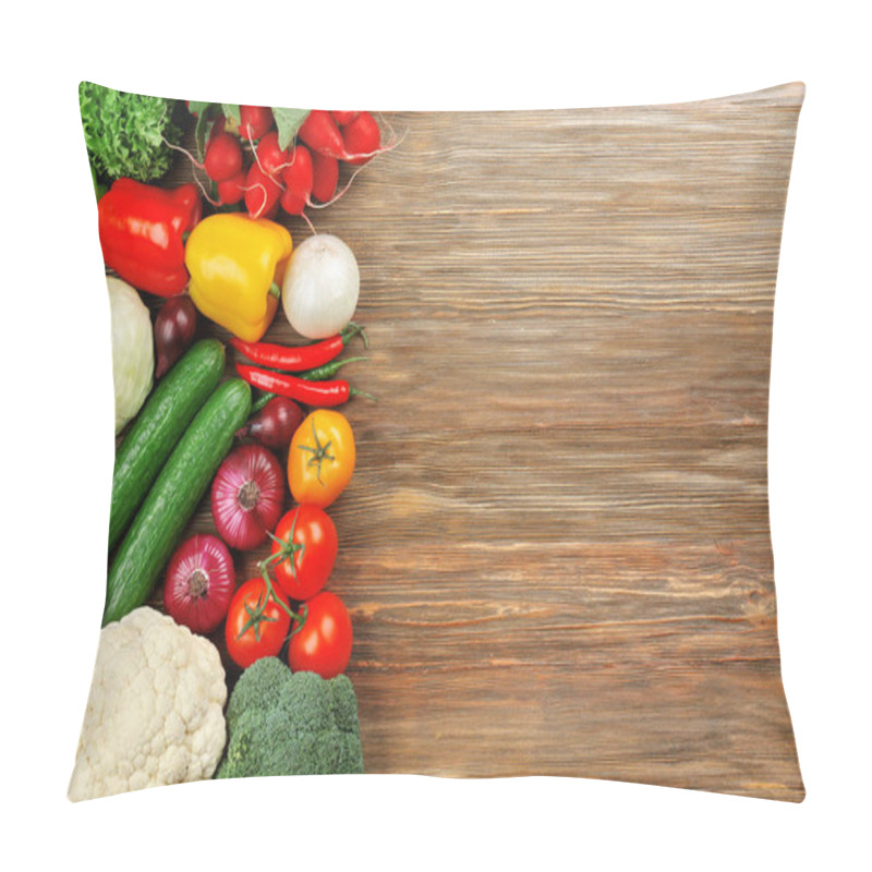 Personality  Fresh Vegetables On Wooden Table Pillow Covers