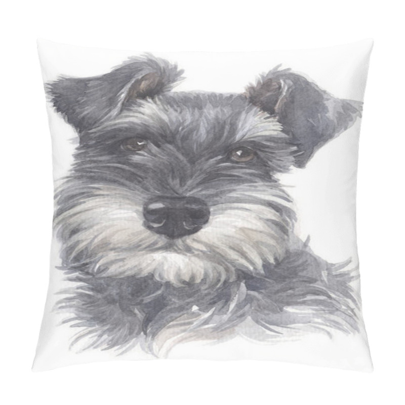 Personality  Water Colour Painting Of Miniature Schnauzer 026 Pillow Covers