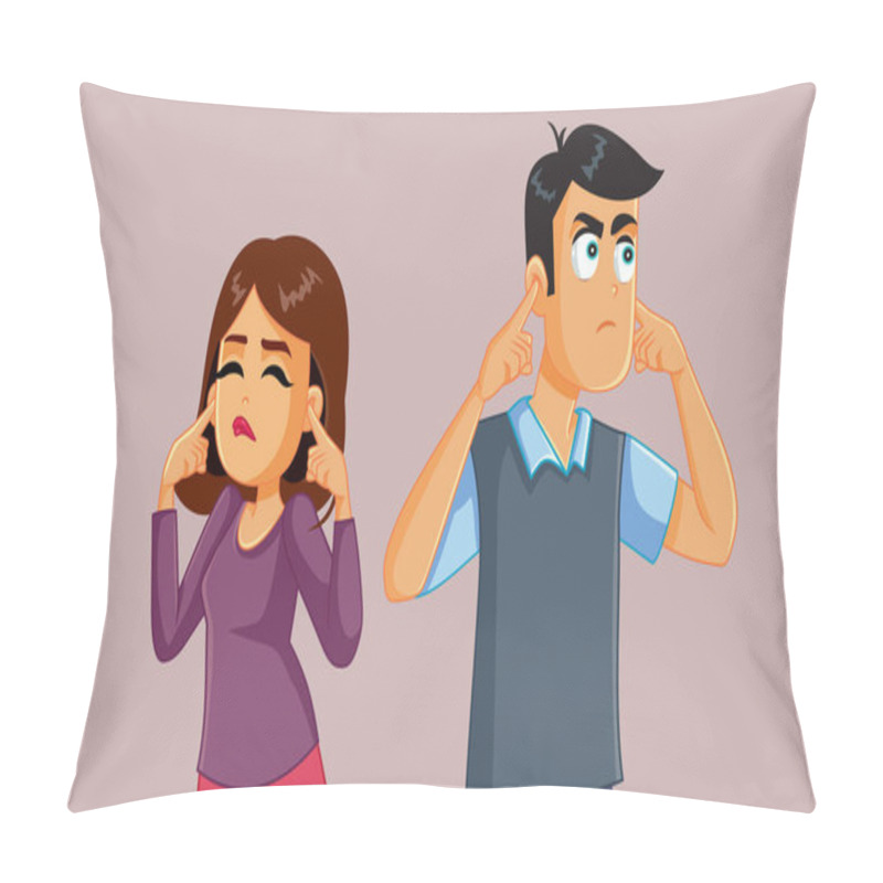 Personality  Couple Refusing Communication Having Problems Vector Cartoon Pillow Covers