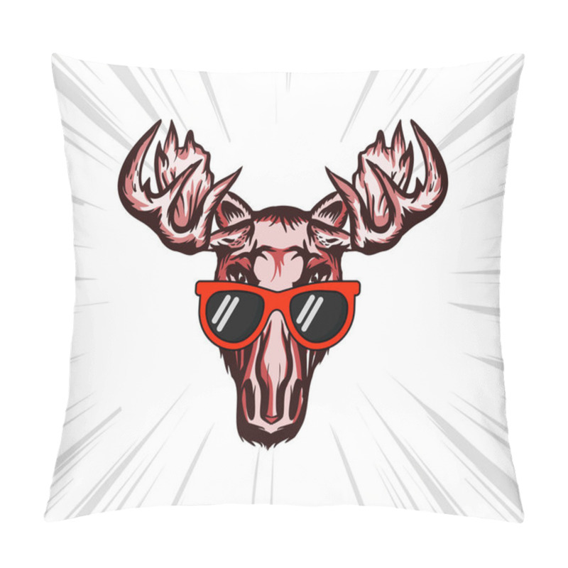 Personality  Elk Head. Moose Stylish Head. Isolated Vector Illustration. Wild Animal. Hunting Logo. Tattoo Tribal Style. Pillow Covers