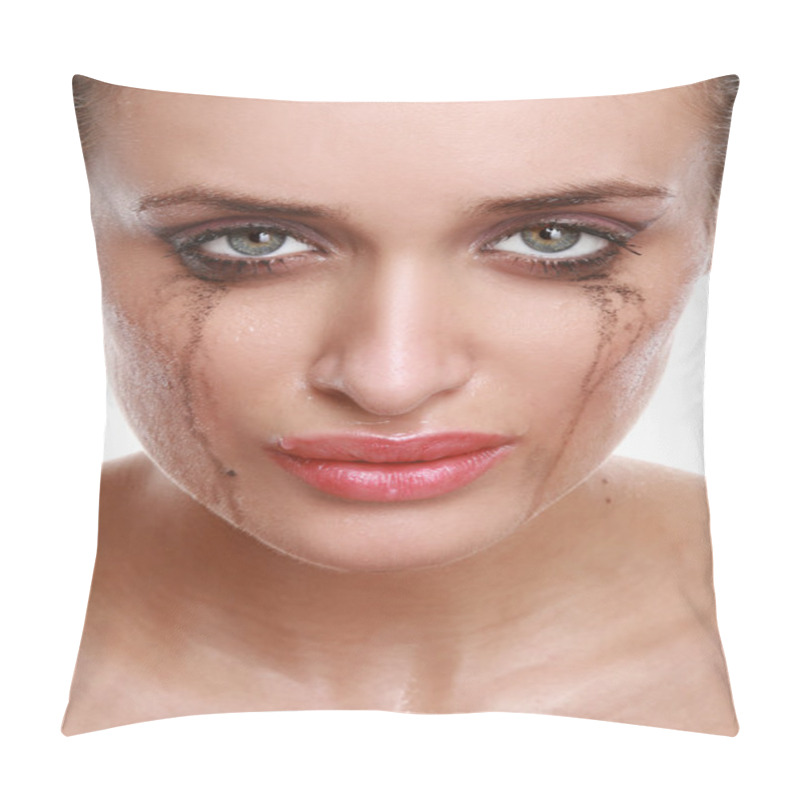 Personality  Crying Woman With Flowing Make-up Pillow Covers