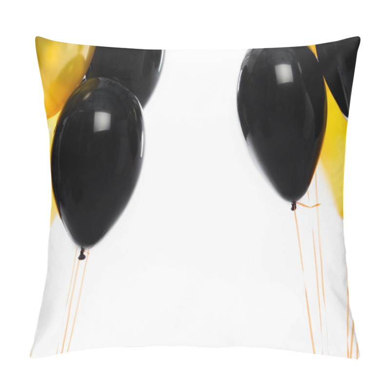 Personality  Black And Yellow Festive Balloons Isolated On White  Pillow Covers