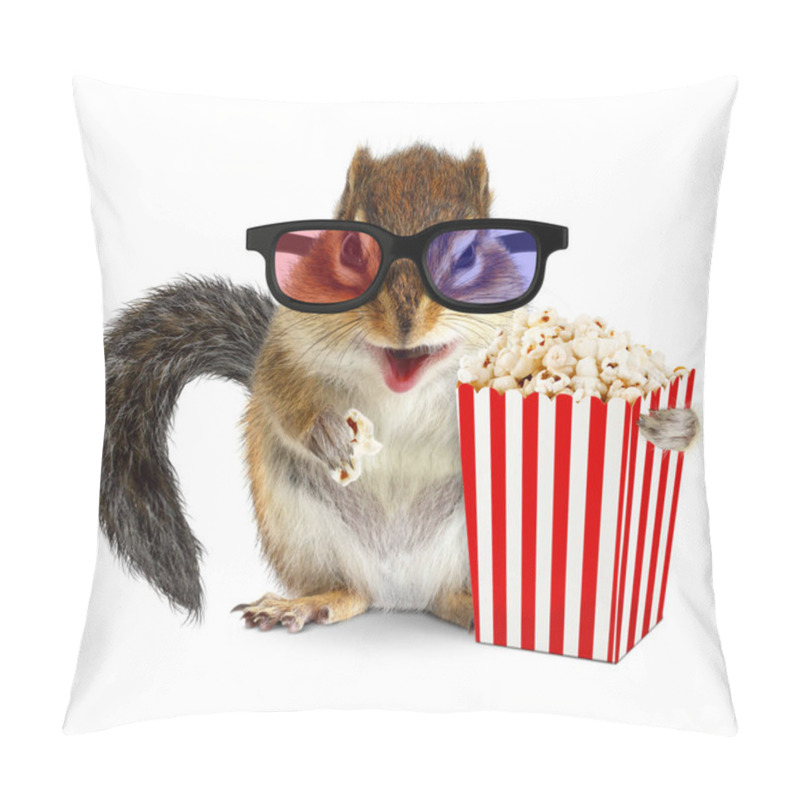 Personality  Funny Animal Chipmunk Watching Movie With Popcorn Pillow Covers