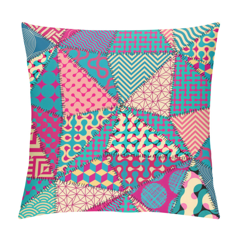 Personality  Seamless Background Pattern. Textile Patchwork Pattern In Retro Geometric Style. Vector Image Pillow Covers