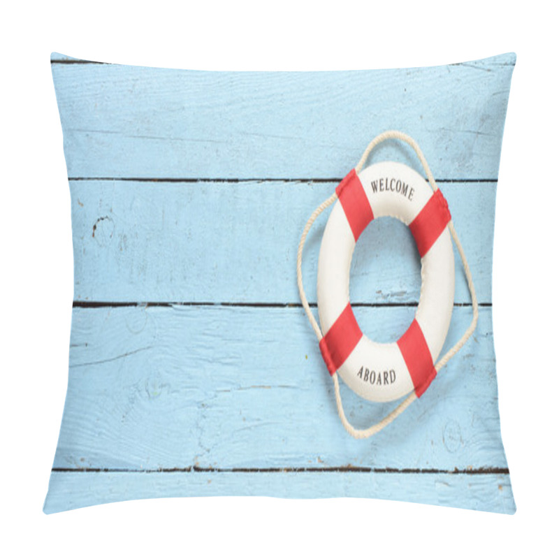 Personality  Lifebuoy  On Wooden Background Pillow Covers