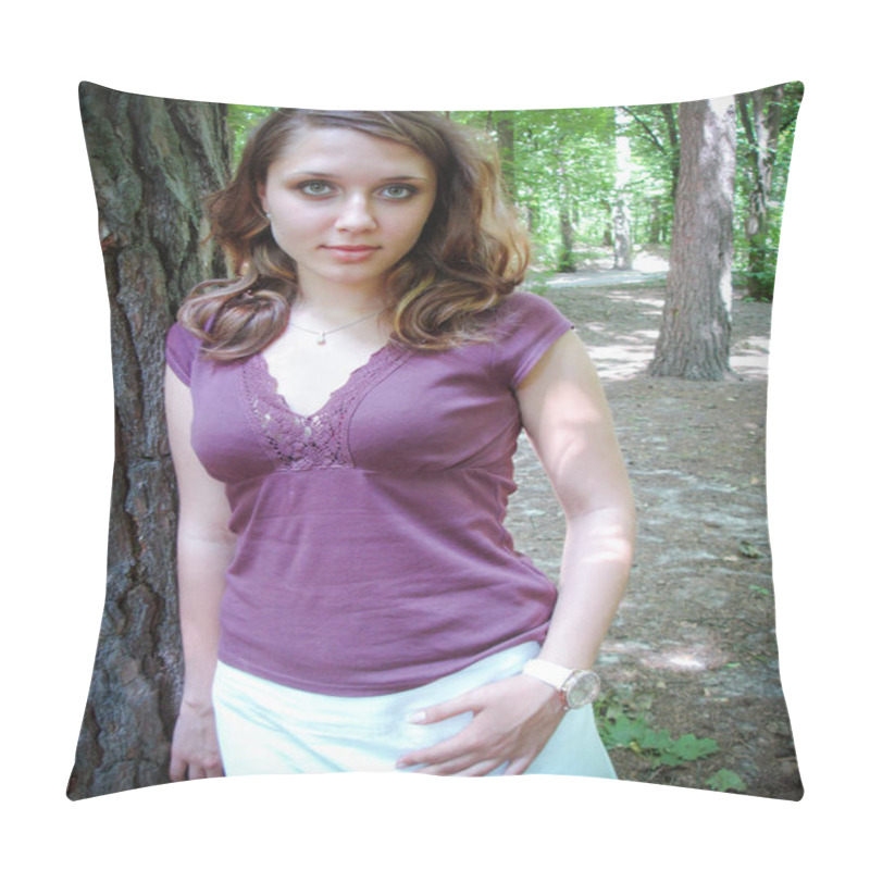 Personality  Young Simple European Girl Student, Lifestyle Teeagers. Portrait Girl From Small Town, Old School Style Pillow Covers