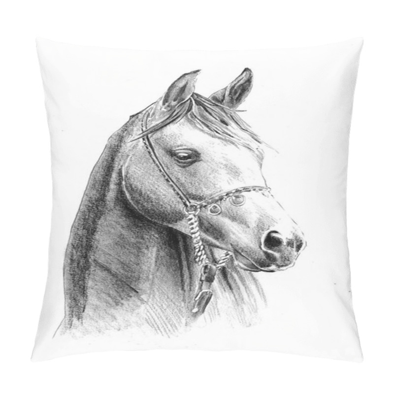 Personality  Freehand Horse Head Pencil Drawing Pillow Covers