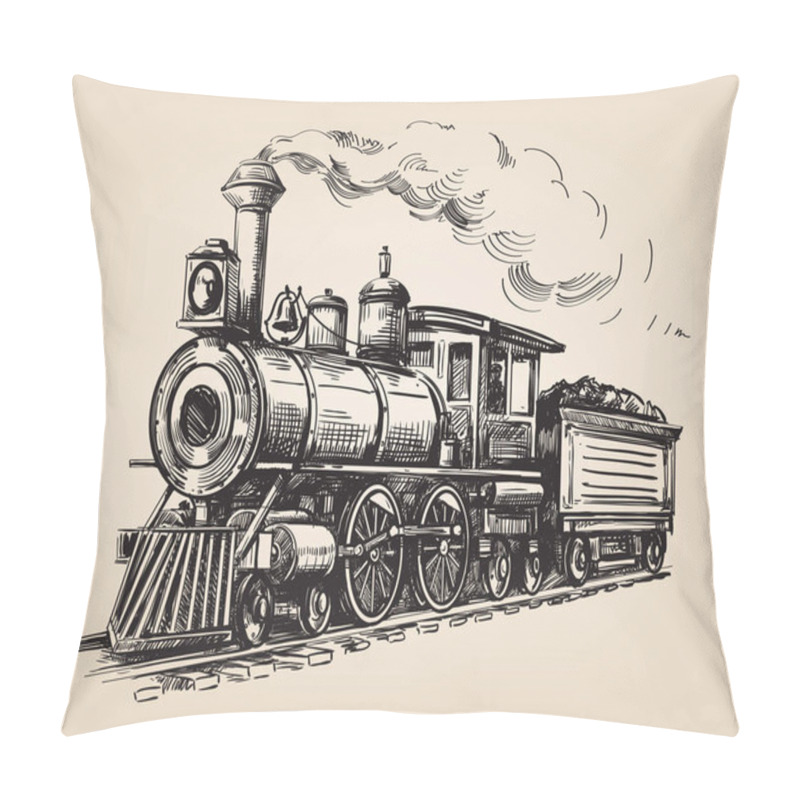 Personality  Steam Locomotive Vector Pillow Covers