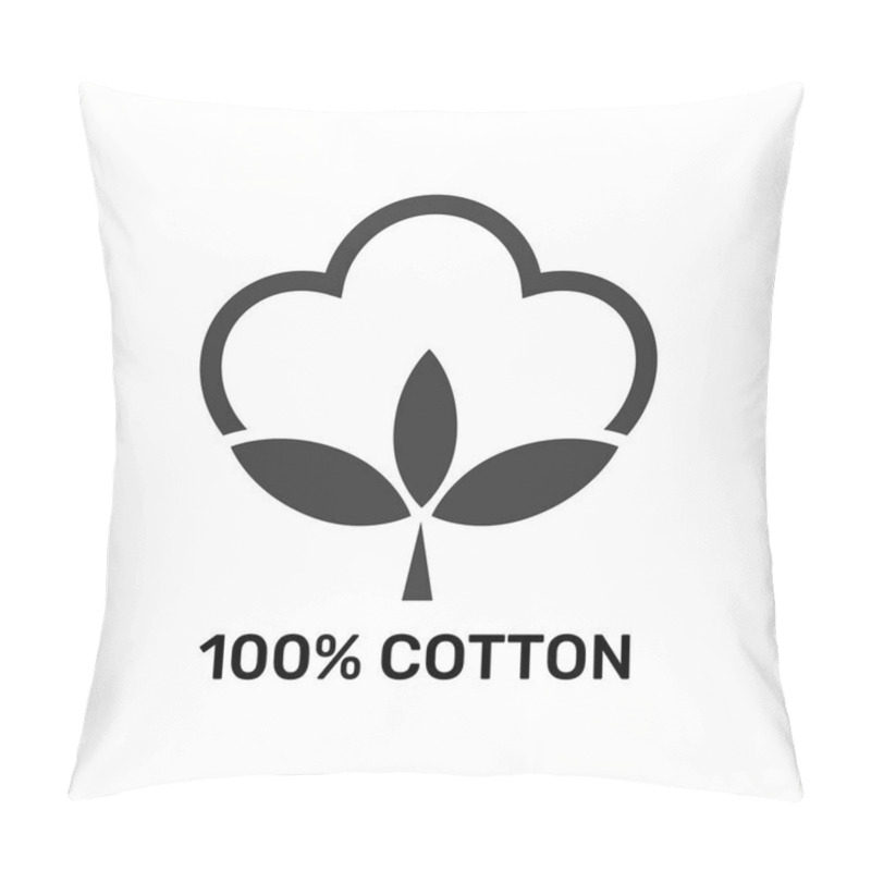 Personality  100 Percent Cotton - Web Black Icon Design. Natural Fiber Sign. Vector Illustration. EPS 10 Pillow Covers