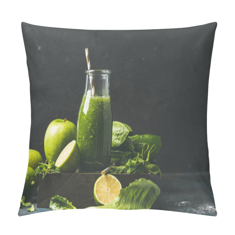 Personality  Green Smoothie In Bottle Pillow Covers