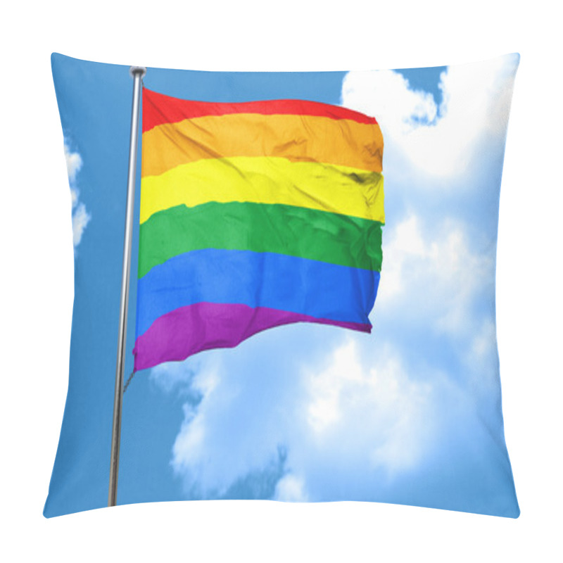 Personality  Gay Pride Flag Waving In The Wind Pillow Covers