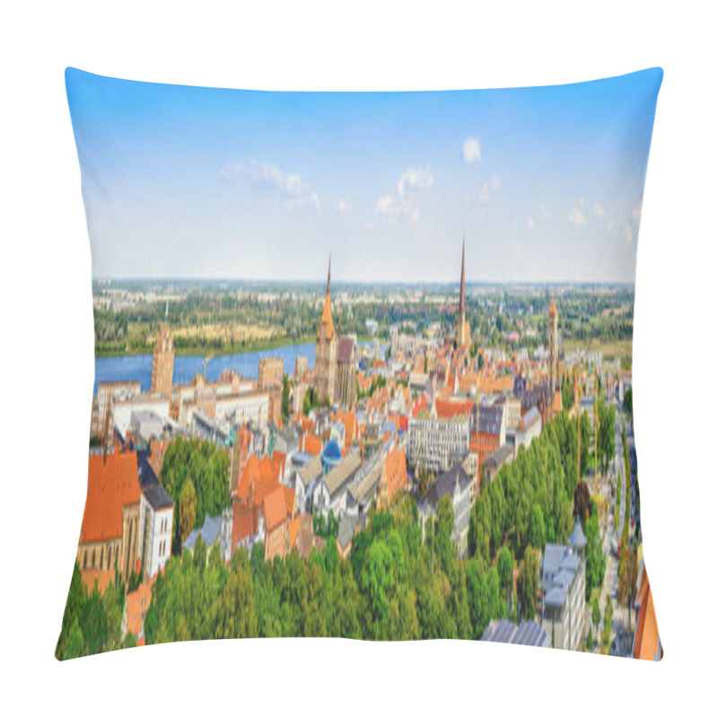 Personality  Panoramic View At The City Center Of Rostock Pillow Covers