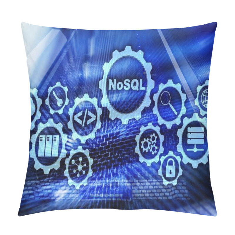 Personality  NoSQL. Structured Query Language.Database Technology Concept. Server Room Background Pillow Covers