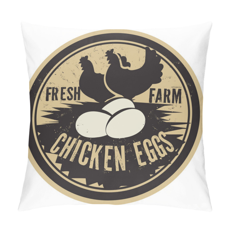 Personality  Chicken Stamp Or Label, Text Farm Fresh Chicken Eggs Pillow Covers