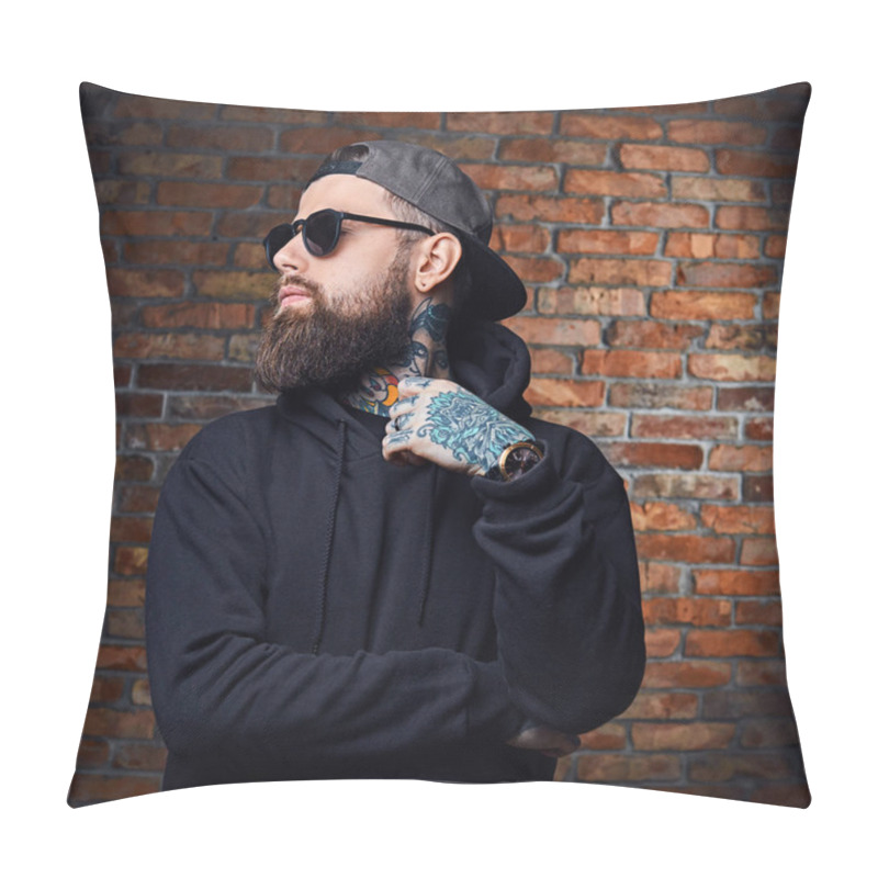 Personality  Modern Bearded Hipster Male In Hoodie  Pillow Covers