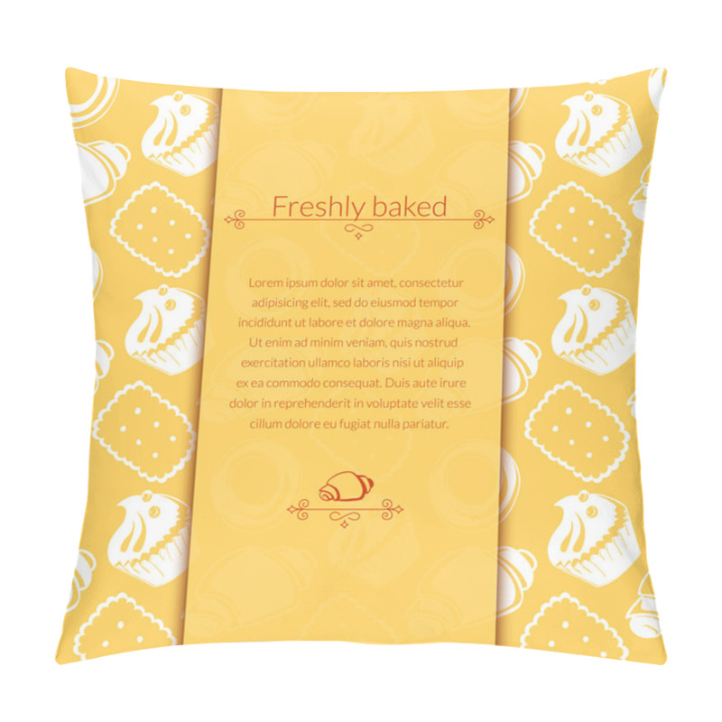 Personality  Delicious Pastries In Doodle Style With Place For Text Pillow Covers