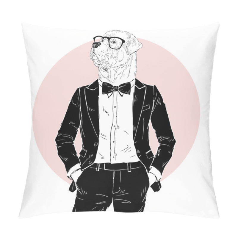 Personality  Rottweiler Dressed Up In Tuxedo Pillow Covers