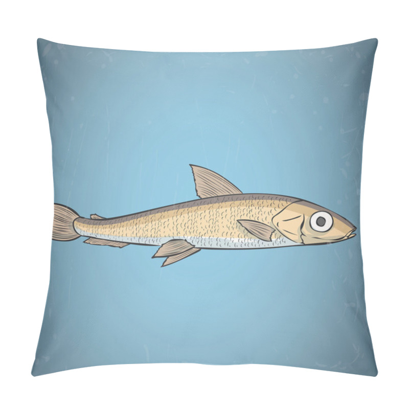 Personality  Outlined Hand Drawn Smelt Fish Pillow Covers