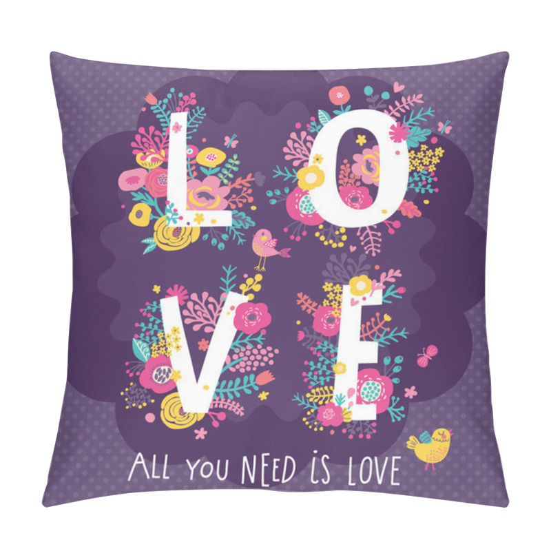 Personality  Wedding Invitation  With Love Word In Flowers Pillow Covers