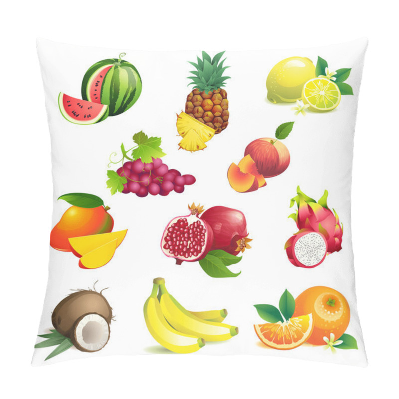 Personality  Set Of Tropical Fruits With Leaves And Flowers Pillow Covers