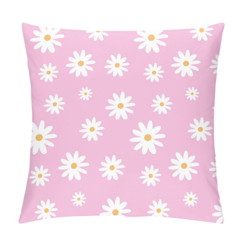 Personality  Chamomile On A Light Pink Pastel Background Pattern Seamless Vector. Pillow Covers