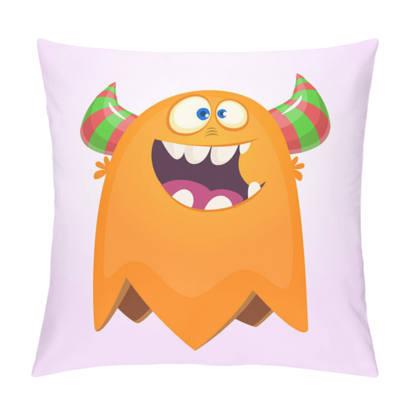 Personality  Cute Cartoon Monster. Surprised Flying Monster. Halloween Vector Illustration Pillow Covers