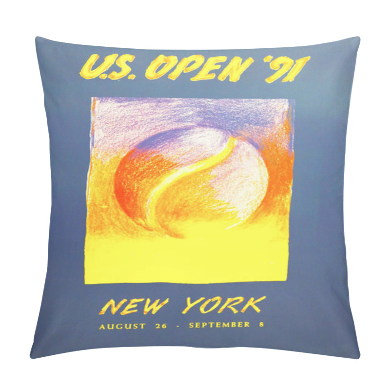 Personality  US Open 1991 Poster On Display At The Billie Jean King National Tennis Center In New York Pillow Covers