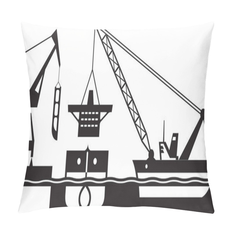 Personality  Floating Crane Mounting Cabin Of The Ship - Vector Illustration Pillow Covers