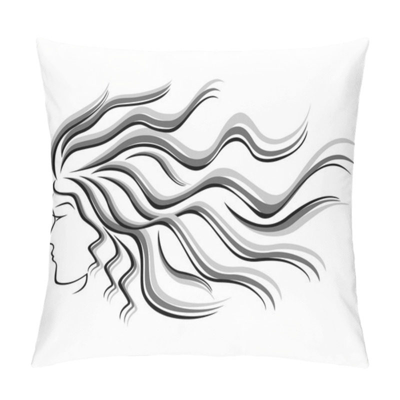 Personality  Female Silhouette Head With Flowing Hair Pillow Covers